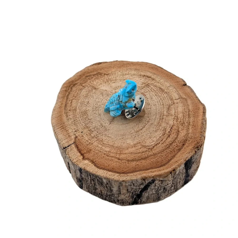 Navajo Kingman Turquoise Horned Lizard Tie Tac Hand Carved‎ Chris McCabe **